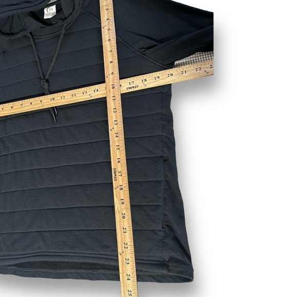 ZYIA Active Solid Black Quilted Hoodie Sweatshirt Hooded Pullover Sweater Top M - Picture 6 of 8